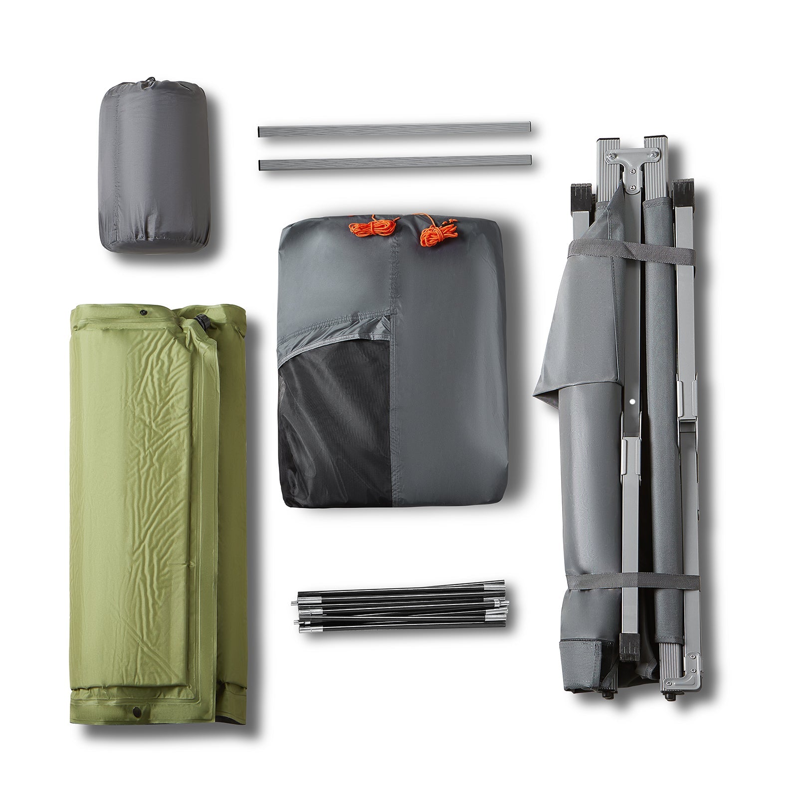 SoBuy Tente 4 en 1 Lit de Camp 1 Place Tente de Camping Pliante Extérieur Gris 194x147x87cm OGS60-HG