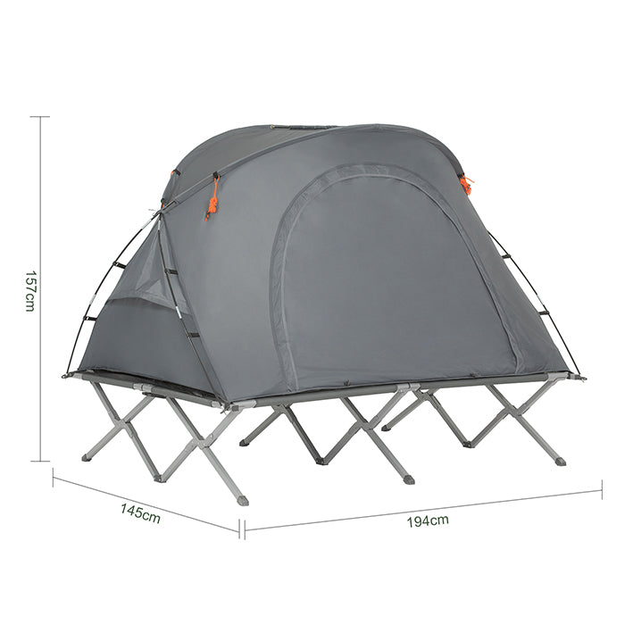 SoBuy Tente 4-en-1 Lit de Camp 2 Personnes Extérieur Gris 194x157x145cm OGS60-L-HG