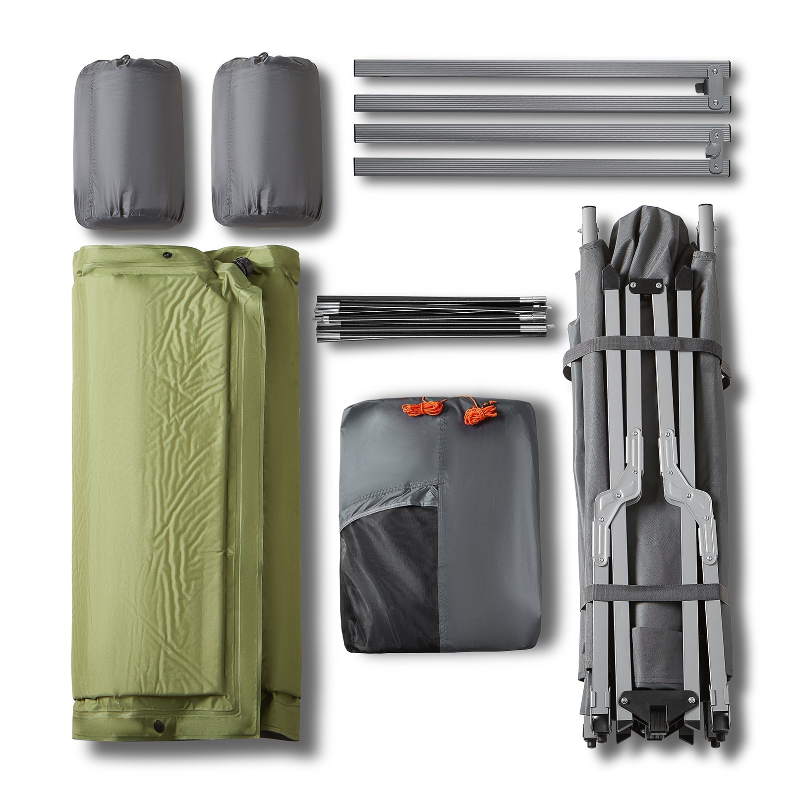 SoBuy Tente 4-en-1 Lit de Camp 2 Personnes Extérieur Gris 194x157x145cm OGS60-L-HG