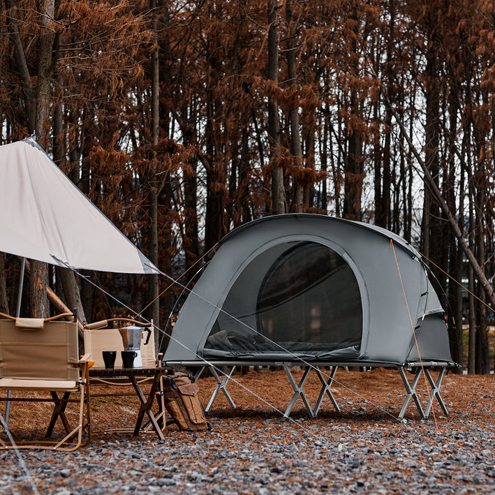 SoBuy Tenda 4 in 1 Tenda da Campeggio Lettino da Campo 2 Persone Outdoor Grigio 194x157x145cm OGS60-L-HG