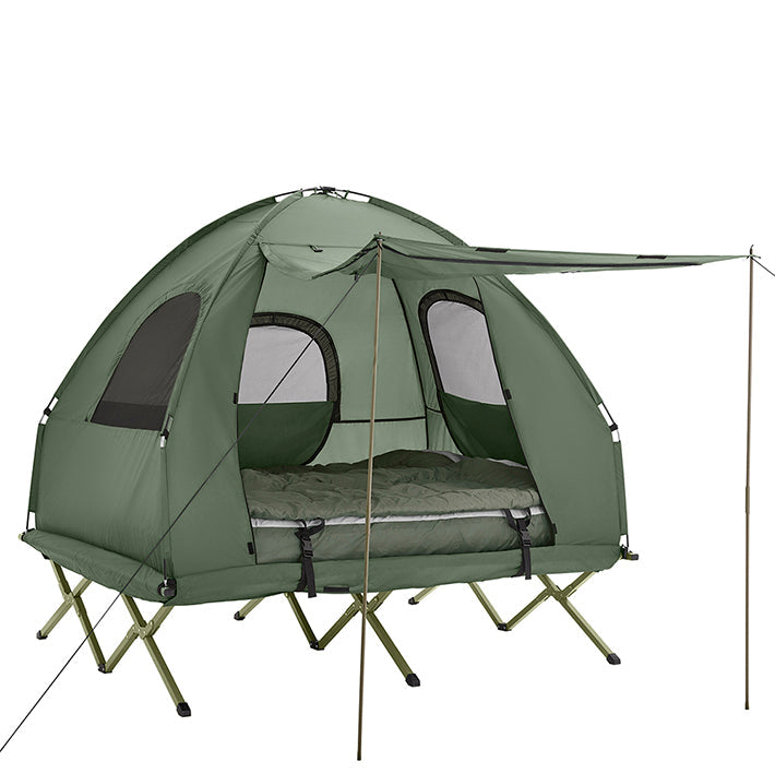 SoBuy | Tenda da campeggio 4in1 | con borsa per il trasporto 2 persone | Verde | 193x145x185cm | OGS61-L-GR