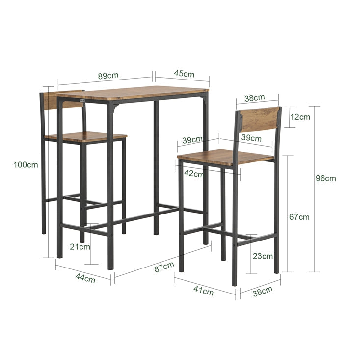 SoBuy | Tavolo da bar con 2 sgabelli | Set tavolo da bar | 3 pezzi | OGT03-XL