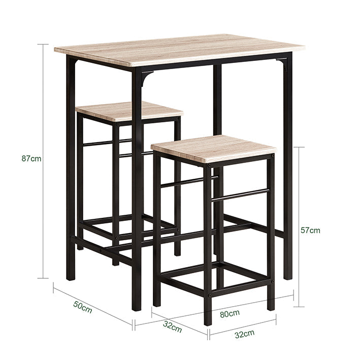 SoBuy | Tavolo da bar con 2 sgabelli | Set da bar | 3 pezzi | OGT10-N
