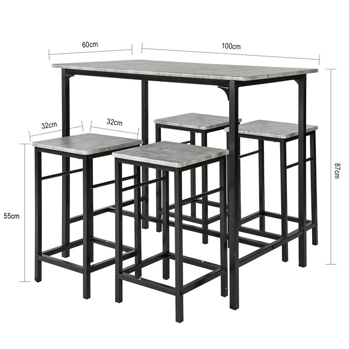 SoBuy | Tavolo da bar con 4 sgabelli | Set da bar | 5 pezzi | OGT11-HG