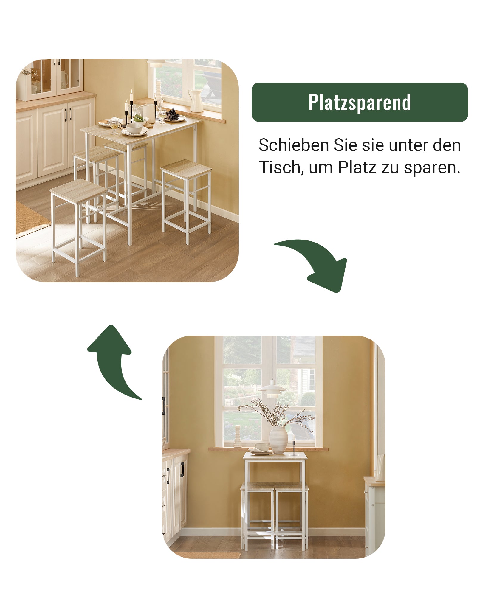 SoBuy | Bartisch Set | 5-teilig | Esstisch | Bistrotisch mit 4 Stühlen | Sitzgruppe | OGT11-WN