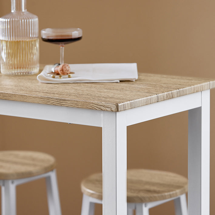 SoBuy | Table de bar 5 pièces avec 4 tabourets | Ensemble table à manger | Table haute | Blanc-nature | OGT22-WN