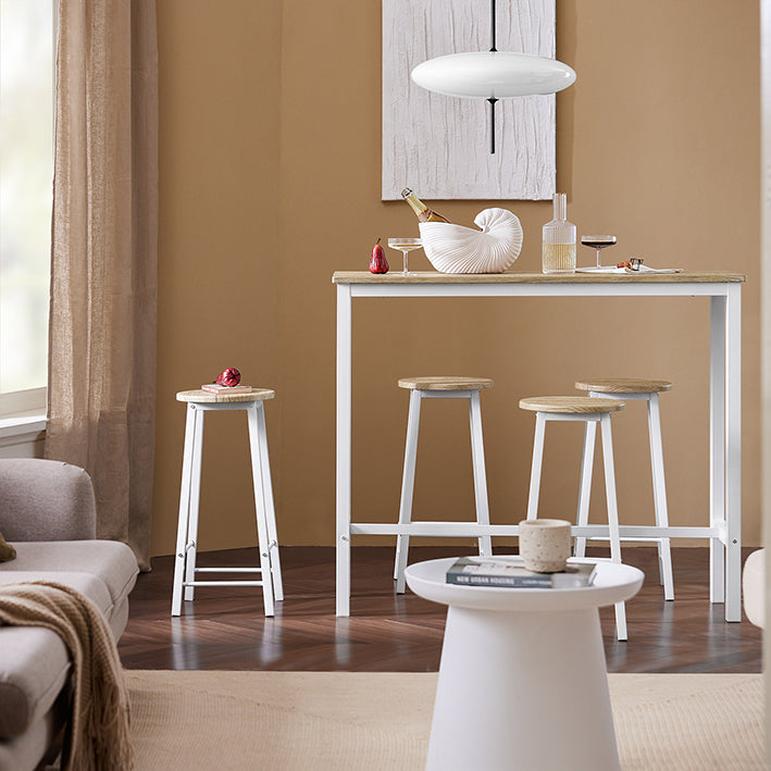 SoBuy | Set tavolo alto da bar con 4 sgabelli | Set tavolo da pranzo | Tavolo alto | Bianco-Naturale | OGT22-WN