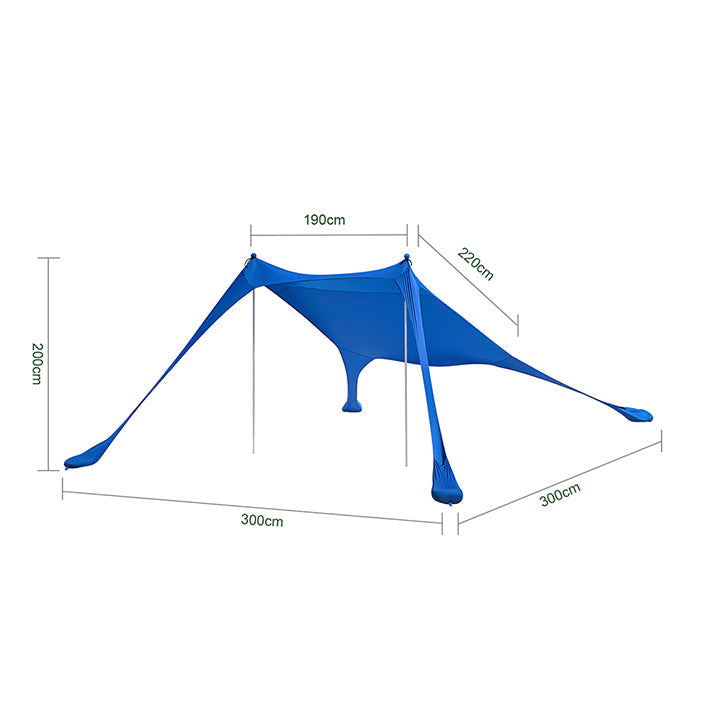 SoBuy | Tenda da spiaggia in Lycra con 2 pali in alluminio | Vela parasole | Conchiglia da spiaggia | Blu scuro | OZT01-DB