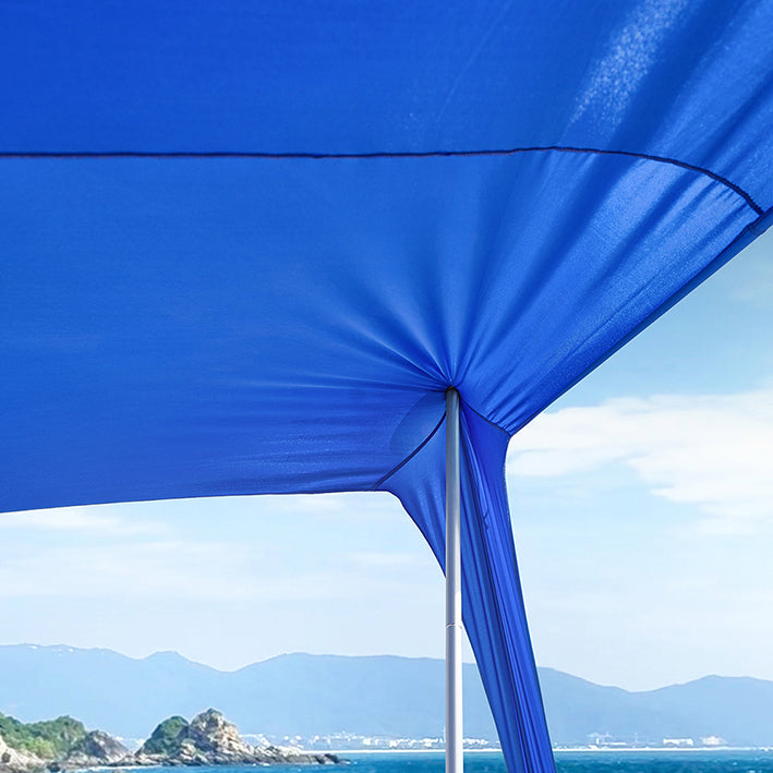 SoBuy | Tenda da spiaggia in Lycra con 2 pali in alluminio | Vela parasole | Conchiglia da spiaggia | Blu scuro | OZT01-DB