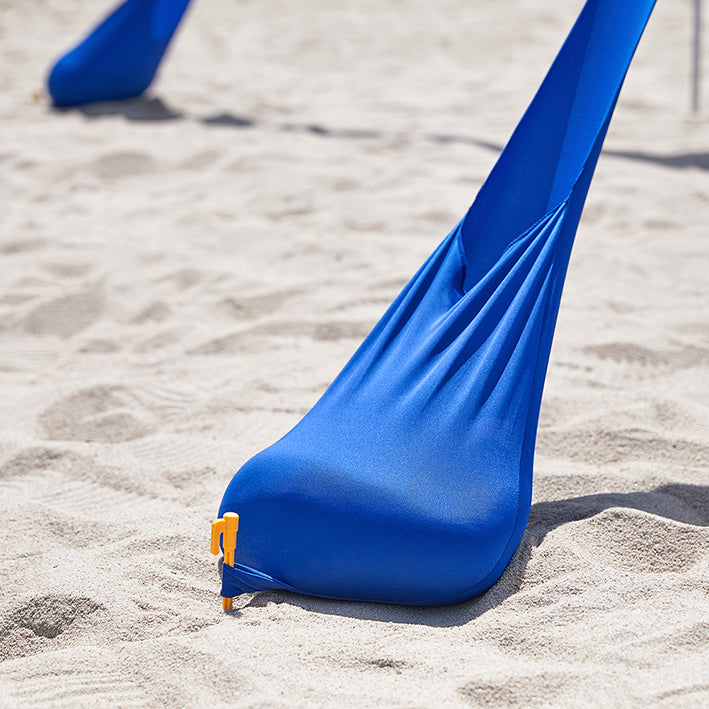 SoBuy | Tenda da spiaggia in Lycra con 2 pali in alluminio | Vela parasole | Conchiglia da spiaggia | Blu scuro | OZT01-DB