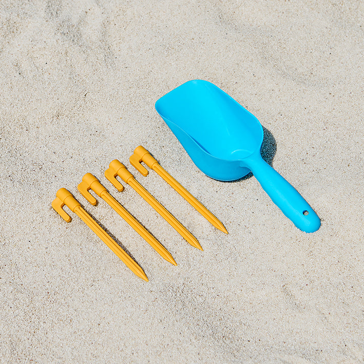 SoBuy | Tenda da spiaggia in lycra con 4 pali in alluminio | Vela parasole | Conchiglia da spiaggia | Azzurro | OZT02-HB