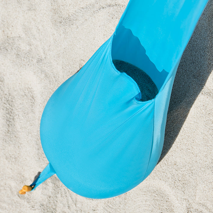 SoBuy | Tenda da spiaggia in lycra con 4 pali in alluminio | Vela parasole | Conchiglia da spiaggia | Azzurro | OZT02-HB
