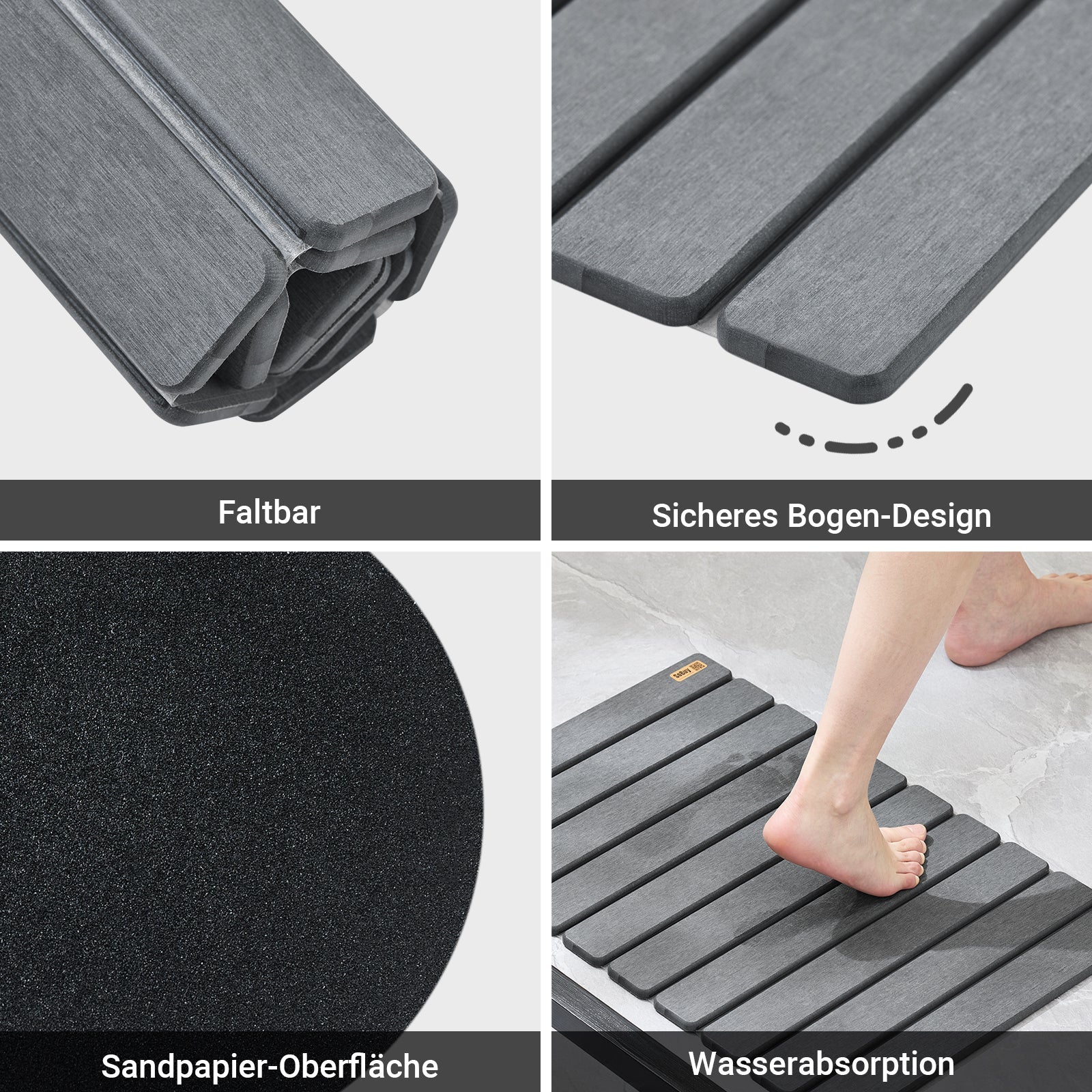 SoBuy | Tapis de Bain en Pierre Super Absorbant Antidérapant Facile à Nettoyer Gris | 59x39cm | SDA10-HG