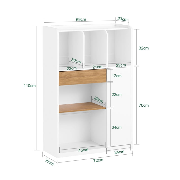 SoBuy | Scaffale con cassetti | Libreria a ripiani | Scaffale a colonna bianco | STR11-WN