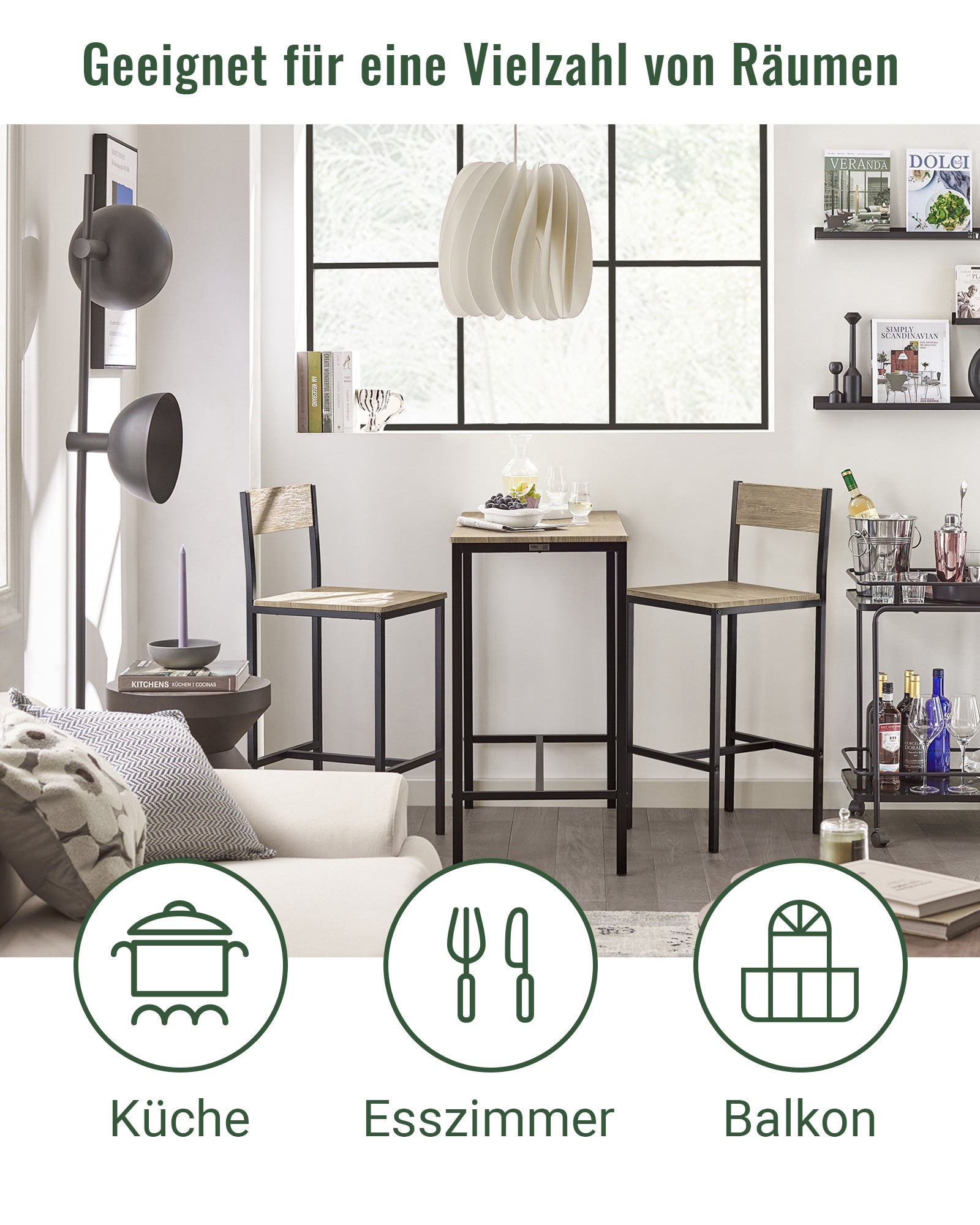 SoBuy | Table de bar avec 2 tabourets | Ensemble table de bar | 3 pièces | OGT03-N