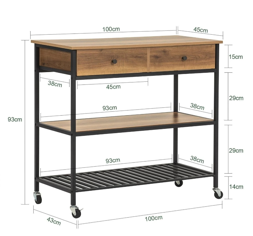 SoBuy | Chariot de Cuisine | Buffet | Desserte | Meuble de Rangement | FKW112-PF