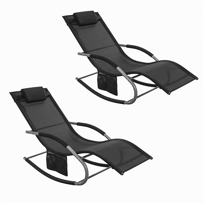 SoBuy Lettino prendisole set da 2 sdraio da giardino e da esterno 63x87x150cm Nero OGS28-SCHx2
