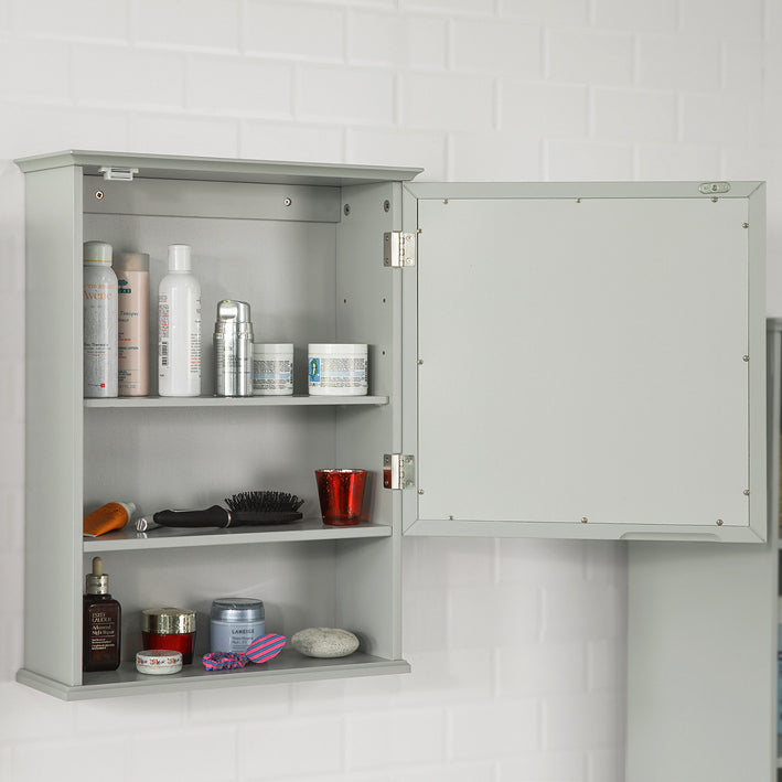 SoBuy | Spiegelschrank | Hellgrau | BZR08-HG