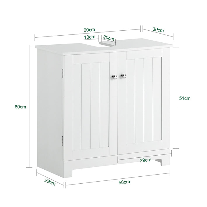 SoBuy | Meuble-lavabo | Armoire de salle de bain blanche | Style champêtre | BZR18-W