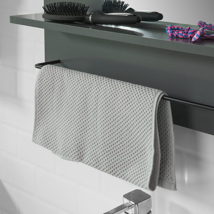 SoBuy | Badspiegel mit Handtuchhalter | Dunkelgrau | BZR23-DG