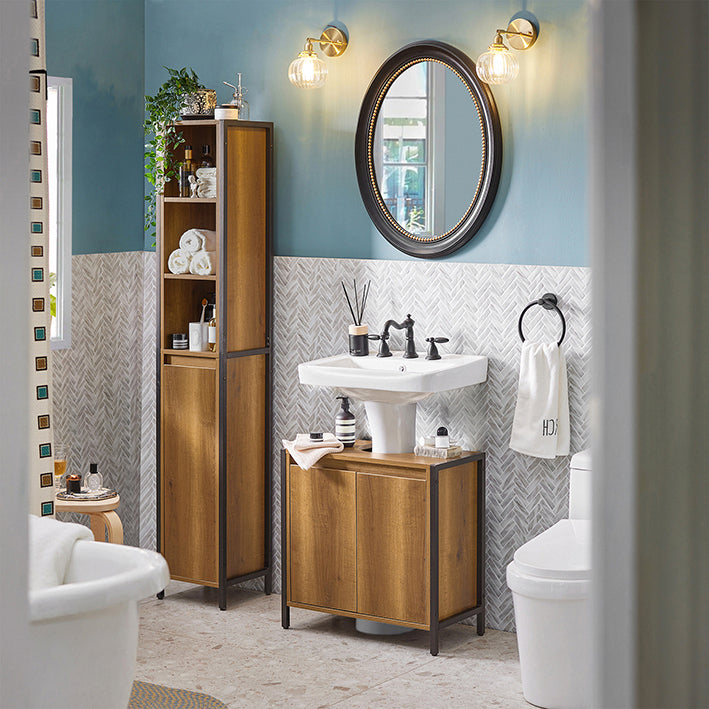 SoBuy | Meuble-lavabo | Armoire de salle de bain | Lavabo | BZR63-II-PF