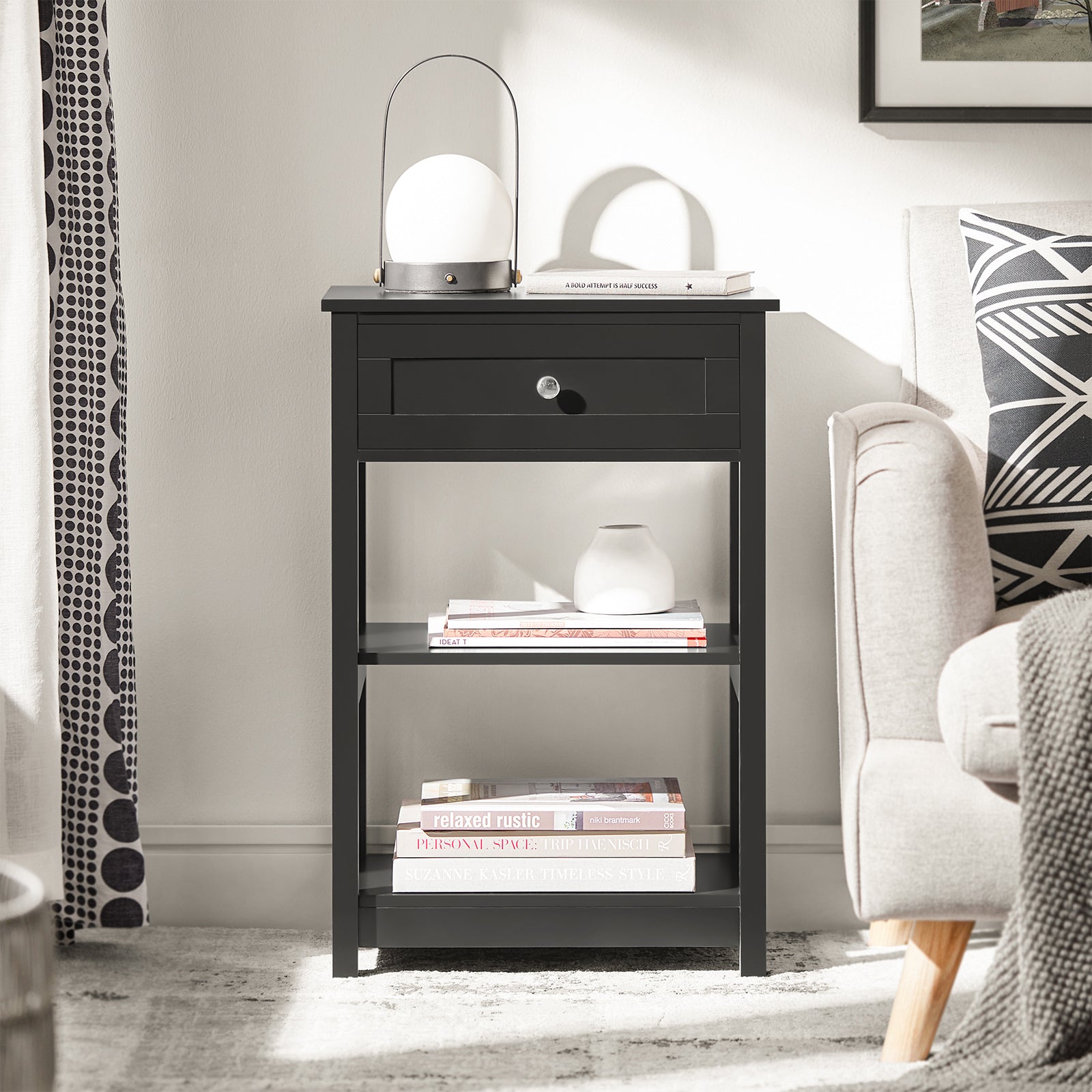 SoBuy | Nachttisch | Fürs Schlafzimmer | Couchtisch | Beistelltisch Schwarz | FBT46-SCH