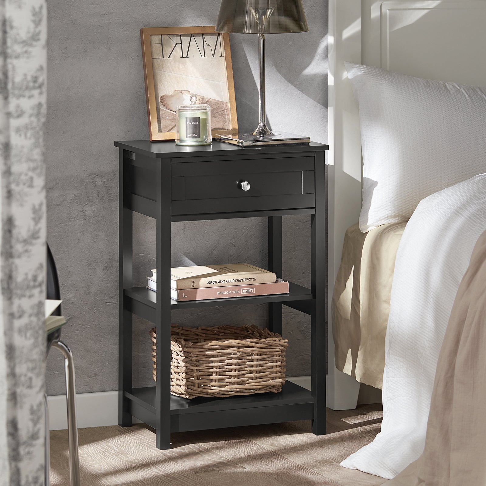 SoBuy | Nachttisch | Fürs Schlafzimmer | Couchtisch | Beistelltisch Schwarz | FBT46-SCH