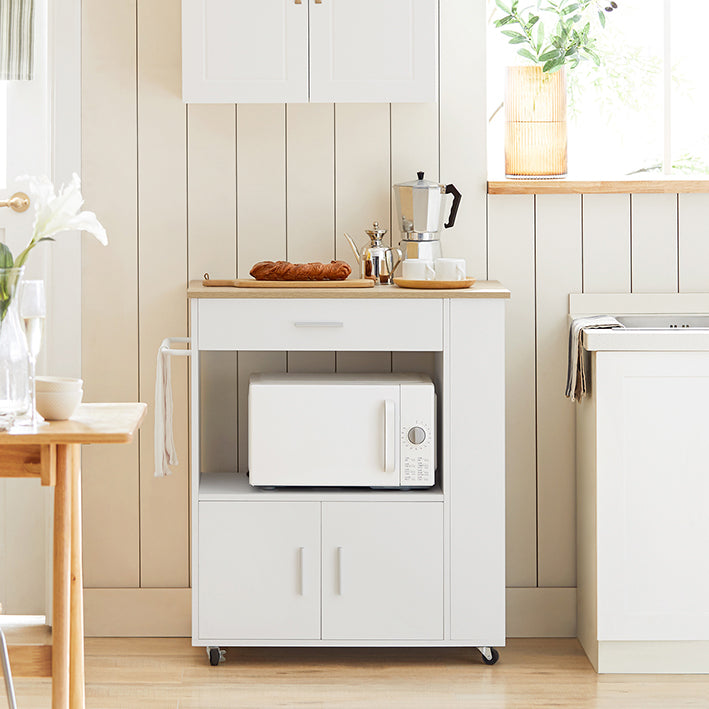 SoBuy | Chariot de cuisine | Chariot de service | Blanc | 82 x 88 x 46 cm | FKW113-WN