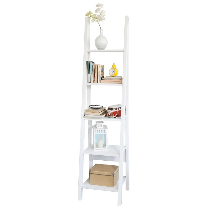 SoBuy Leiterregal Weiß Bücherregal Standregal Holz FRG101-W