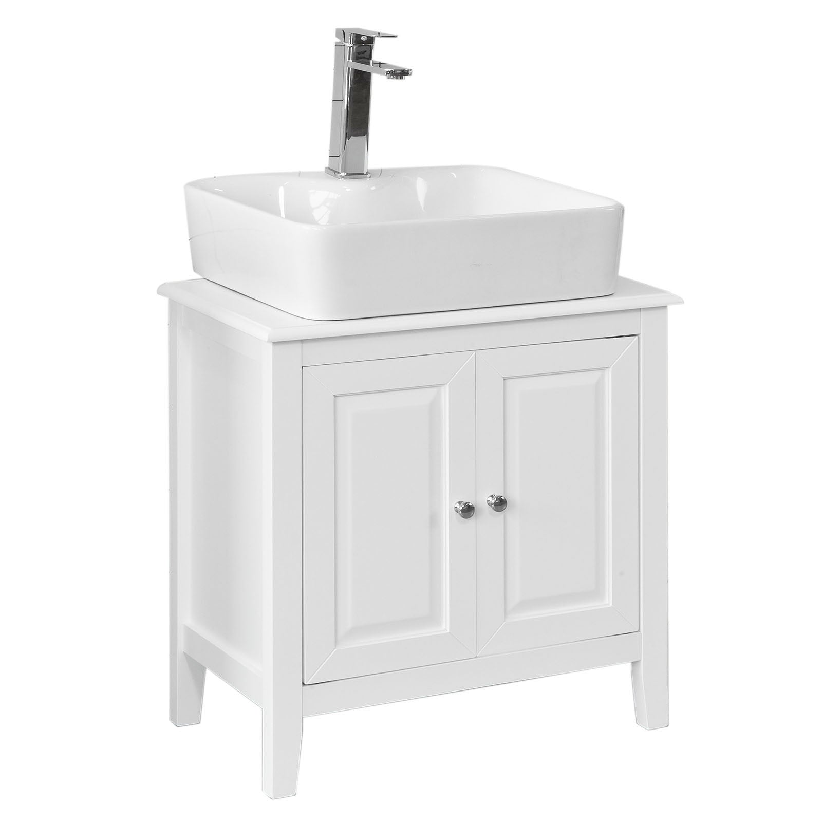 SoBuy | Meuble-lavabo blanc | Armoire de salle de bain | Style champêtre | FRG202-W