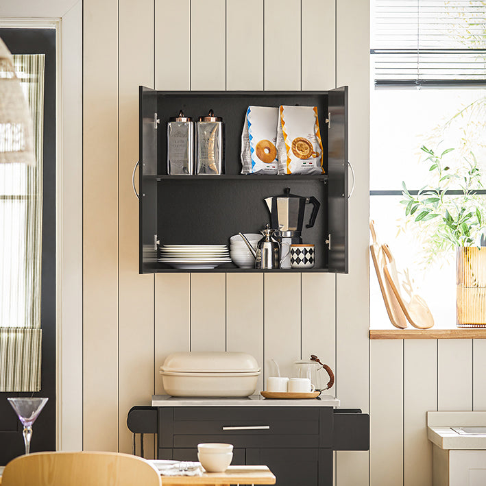 SoBuy | Armoire murale | Armoire suspendue | Armoire de salle de bain noire | Armoire à pharmacie | FRG231-SCH