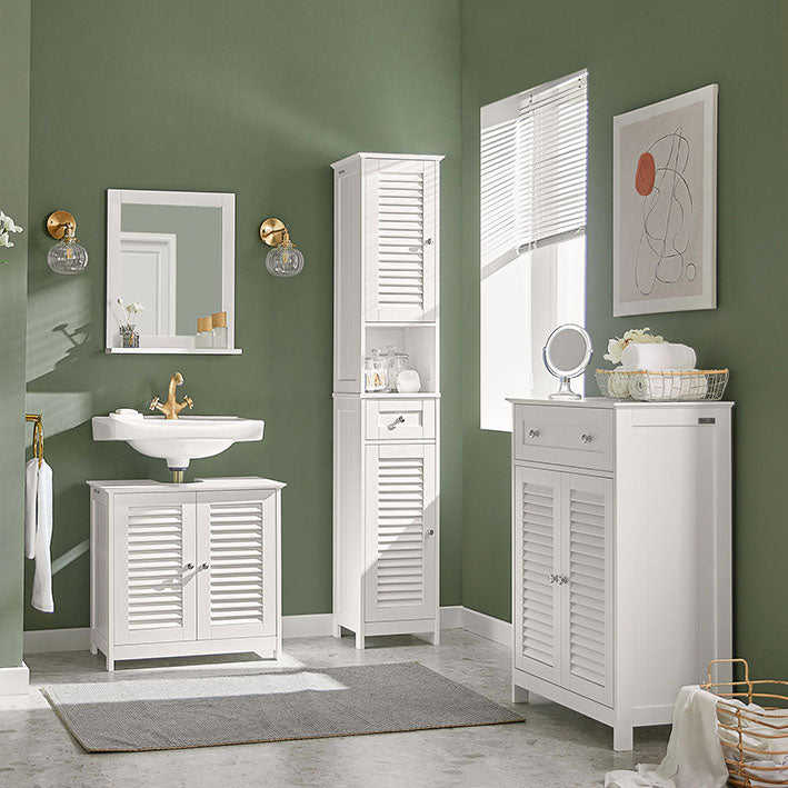SoBuy | Commode de salle de bain | Meuble de salle de bain | Buffet blanc | FRG238-W