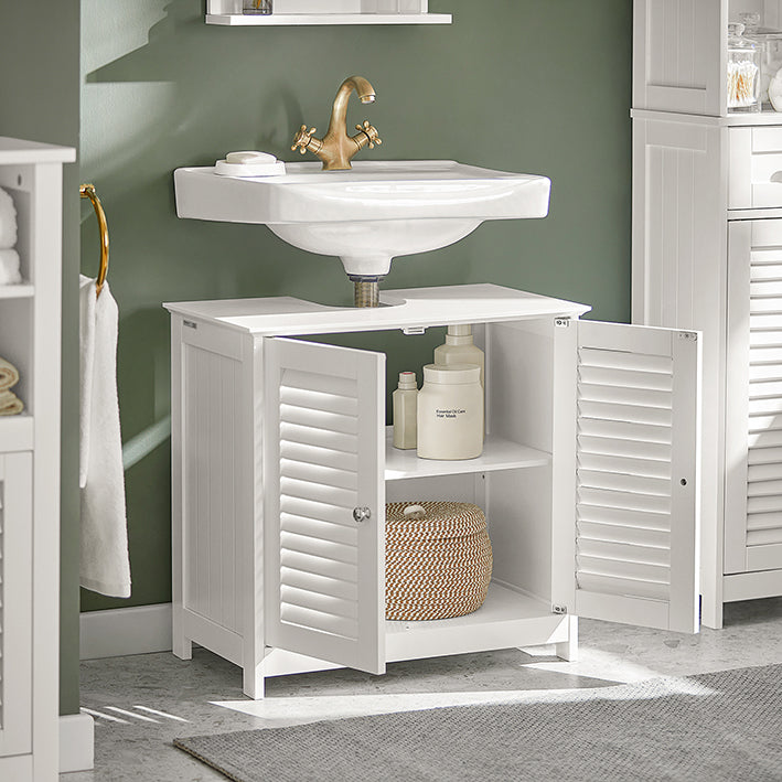 SoBuy | Meuble-lavabo | Armoire de salle de bain blanche | FRG237-W