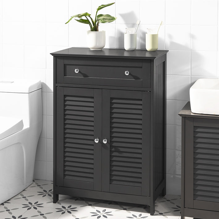 SoBuy | Commode de salle de bain | Meuble de salle de bain | Buffet gris foncé | FRG238-DG