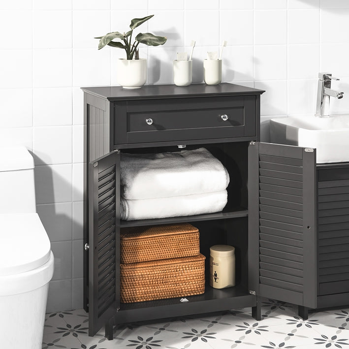 SoBuy | Commode de salle de bain | Meuble de salle de bain | Buffet gris foncé | FRG238-DG