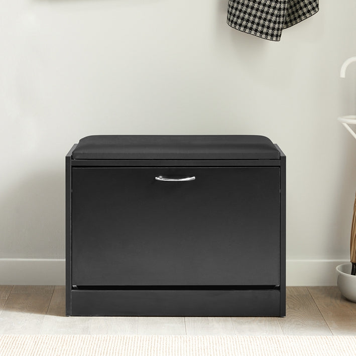 SoBuy | Meuble à chaussures | Banc à chaussures avec étagère à chaussures | Noir | FSR16-SCH