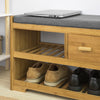 SoBuy | Banc avec assise | Banc à chaussures avec 2 étagères et tiroir | Bambou | FSR75-N