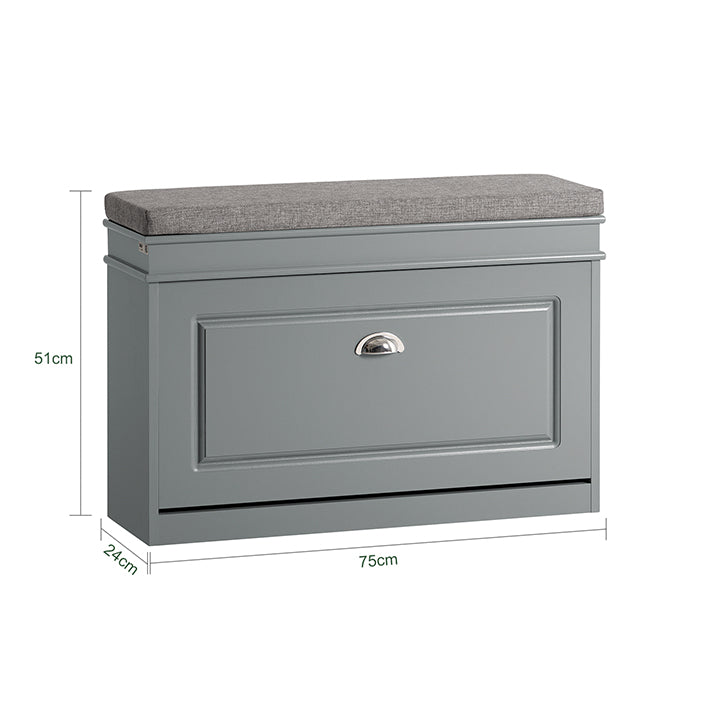 SoBuy | Meuble à chaussures | Banc à chaussures | Coffre à chaussures | Rangement à chaussures Gris clair | FSR82-L-HG