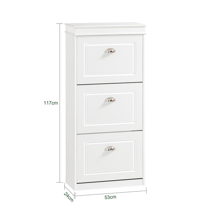 SoBuy | Schuhkipper-Set Weiß | Schuhbank und Schuhschrank | Schmal 24cm | FSR64-W+FSR94-W