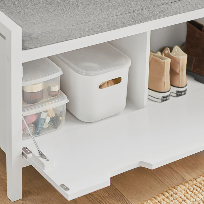 SoBuy | Coffre de rangement | Banc avec siège | Coffre à chaussures | Blanc | FSR97-W