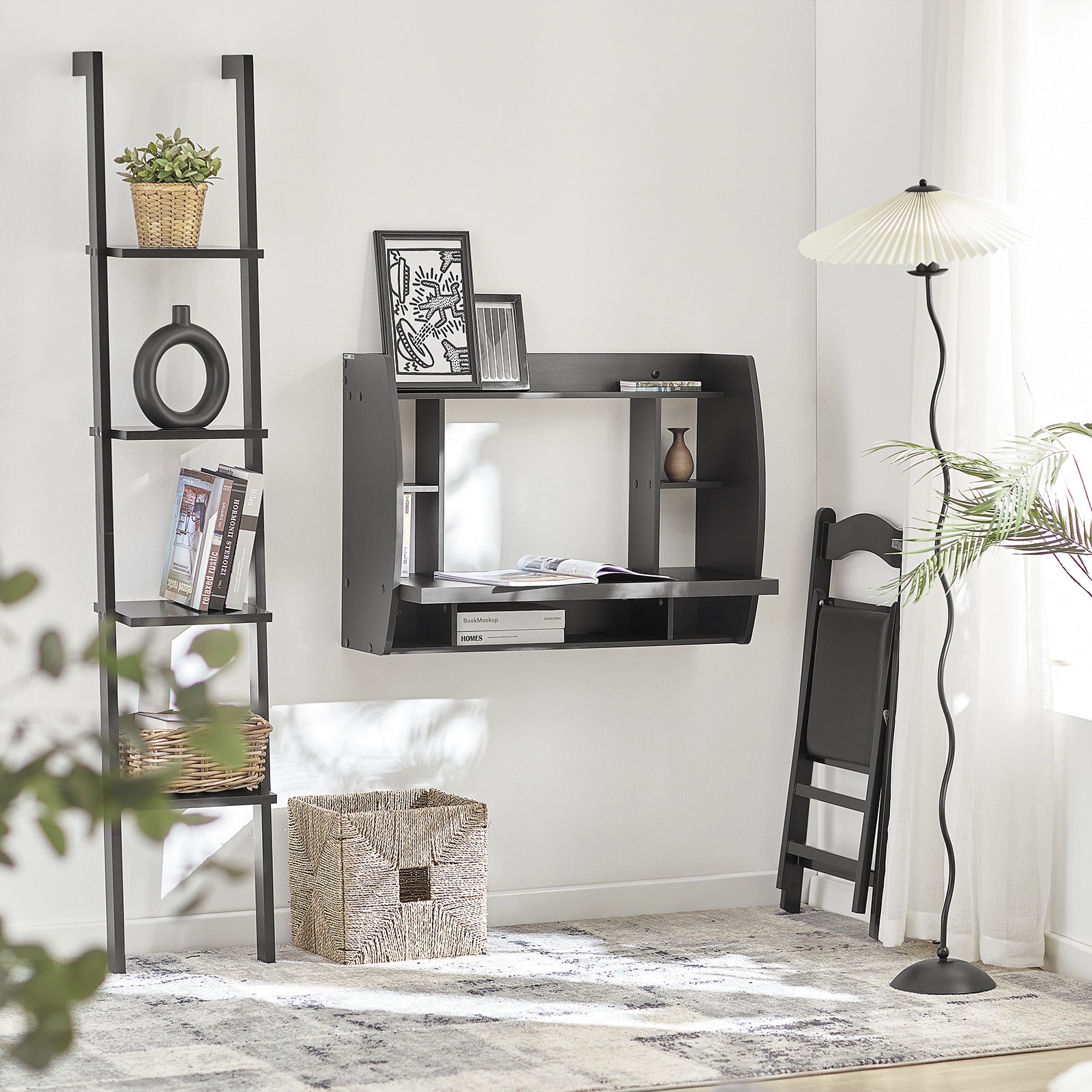 SoBuy | Wandtisch | Schreibtisch | Computertisch Schwarz | FWT18-SCH