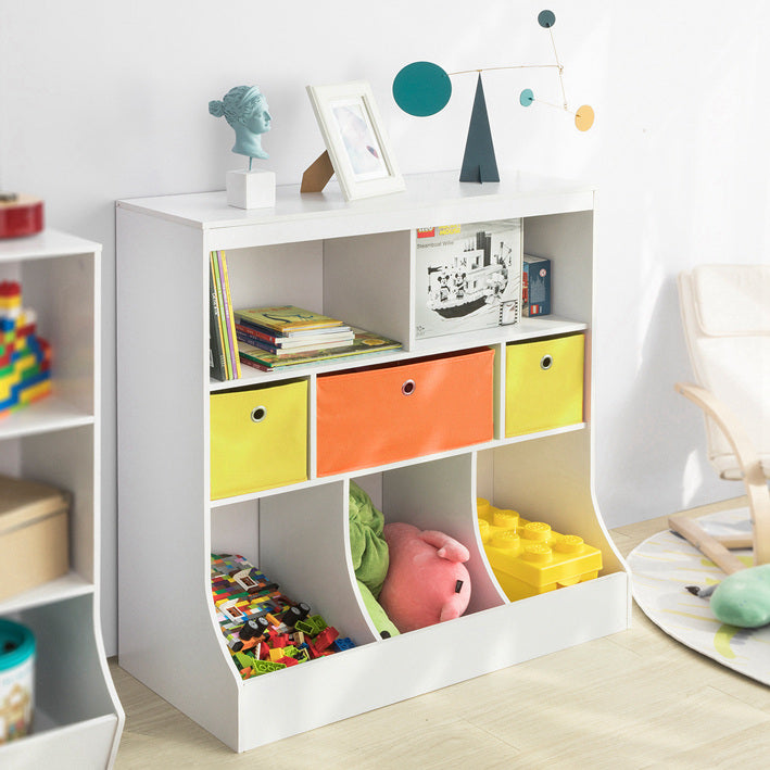 SoBuy | Kinderbücherregal | Spielzeugtruhe | Aufbewahrungsregal für Kinder | Weiß | KMB26-W