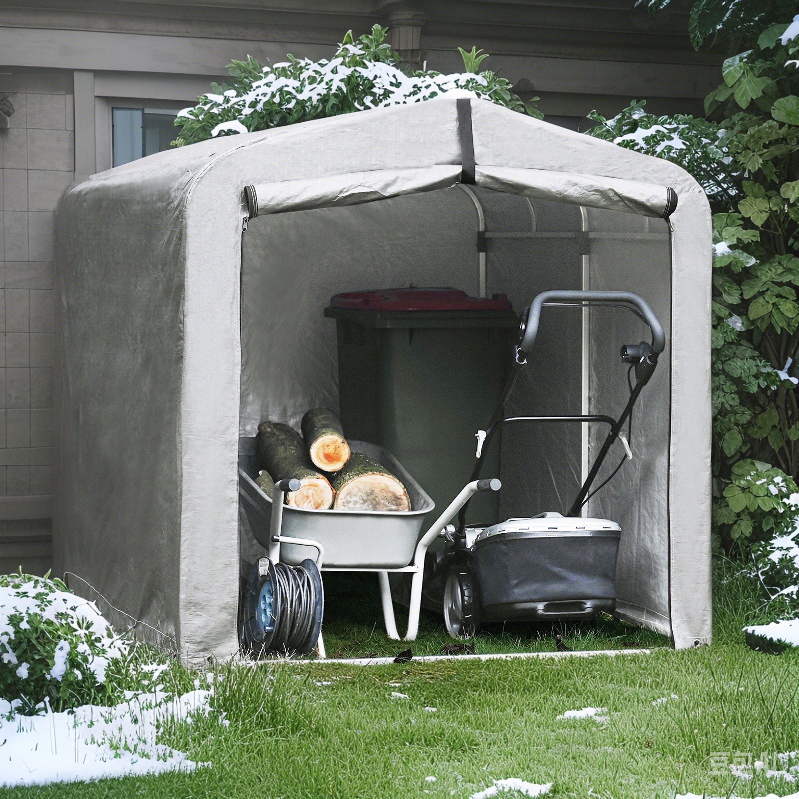 SoBuy | Foliengerätehaus | Gerätehaus | Gartenschuppen Garagenzelt Silber | KLS11-L