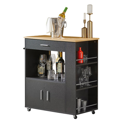 SoBuy Carrello da Cucina Carrello di Servizio per Cucina, Soggiorno, Sala da Pranzo Nero 82x88x46cm FKW113-SCH