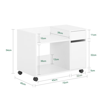 SoBuy | Aktenschrank  | Aktenschrankwagen | Druckertisch | Rollcontainer | Weiß | ASK02-W