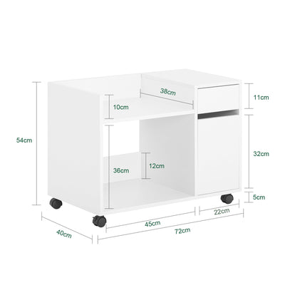 SoBuy | Classeur | Chariot de classement | Desserte imprimante | Caisson de bureau | Blanc | ASK02-W