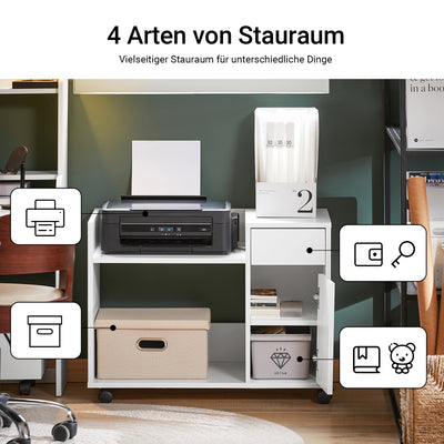 SoBuy | Aktenschrank  | Aktenschrankwagen | Druckertisch | Rollcontainer | Weiß | ASK02-W