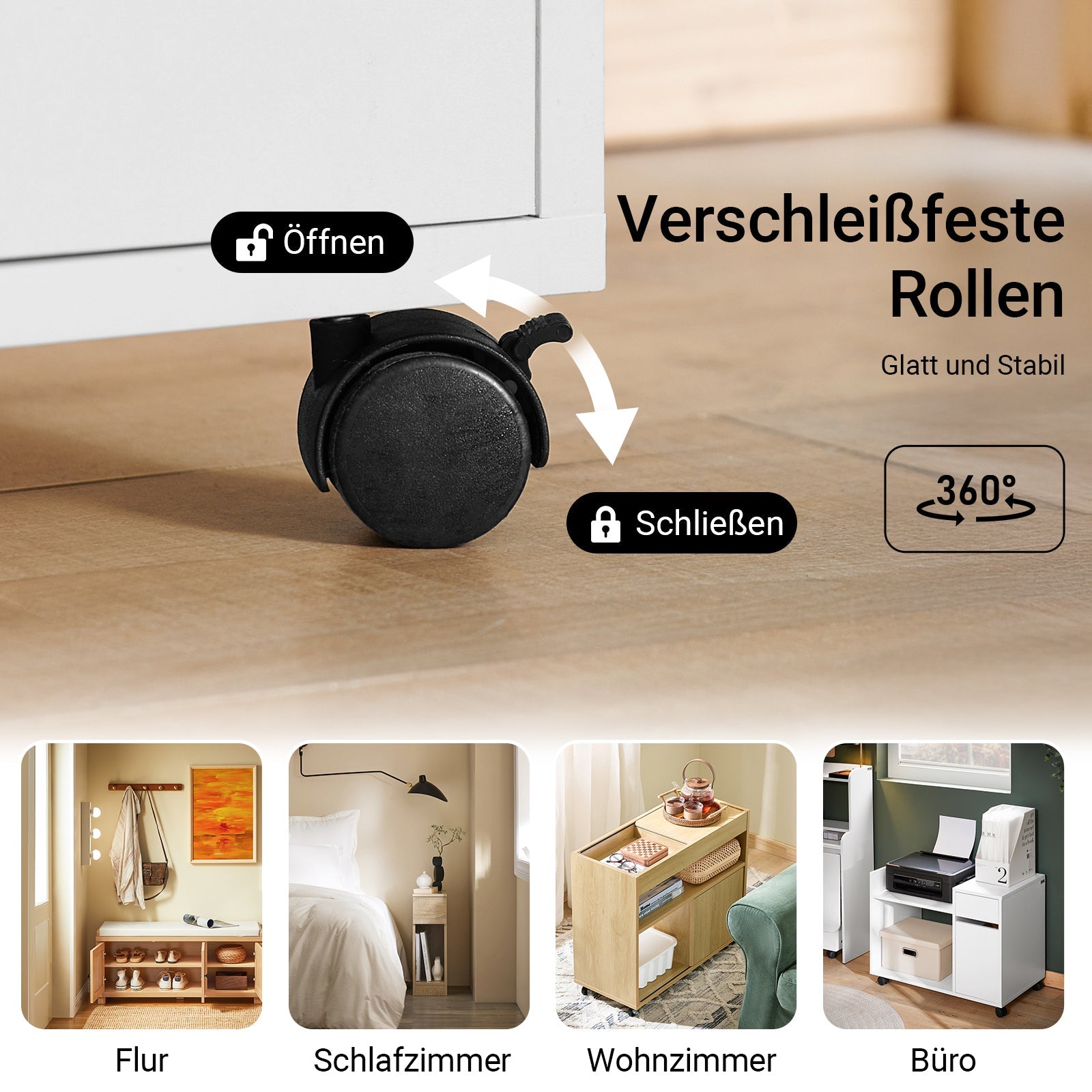SoBuy | Classeur | Chariot de classement | Desserte imprimante | Caisson de bureau | Blanc | ASK02-W