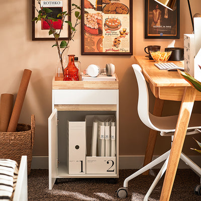 SoBuy | Caisson mobile | Chariot de bureau | Table d'appoint | Chariot de classement | Support d'imprimante | ASK03-W 