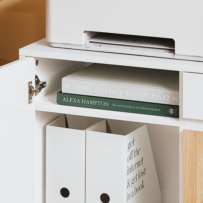 SoBuy | Table d'appoint à roulettes | Table de chevet | Table console | Chariot de rangement | Blanc/Naturel | ASK04-WN 